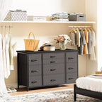 Commode à 10 tiroirs gris foncé / motif tigré avec prise de courant – Utilisation par 1 personne