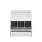 Bibliothèque blanche à 3 étagères pour enfants avec bacs en tissu gris et tiroir, pour 1 à 2 tout-petits