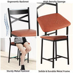 Tabourets de bar hauteur comptoir noirs/marrons/dorés, assise en PU avec dossier en X, lot de 4