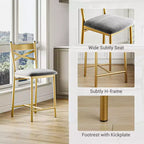 Tabourets de bar hauteur comptoir noirs/marrons/dorés, assise en PU avec dossier en X, lot de 4
