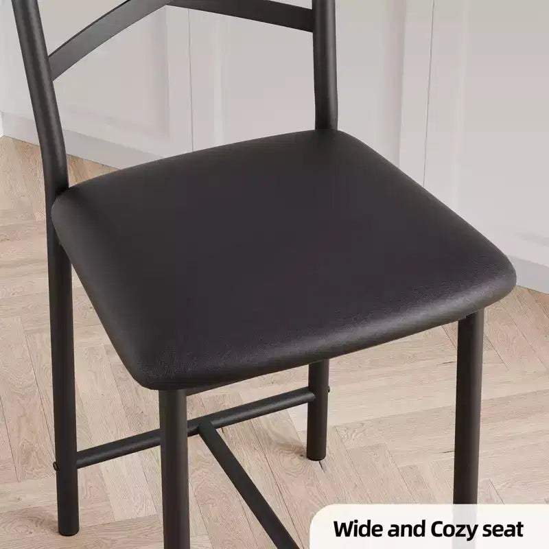 Tabourets de bar hauteur comptoir noirs/marrons/dorés, assise en PU avec dossier en X, lot de 4