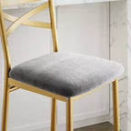 Tabourets de bar hauteur comptoir noirs/marrons/dorés, assise en PU avec dossier en X, lot de 4