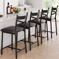 Bar Stools Set of 4, Counter Height Bar Stools with PU Upholstered Seat, 26Metal Frame Kitchen Bar Chairs with X-Design Back and Footrest