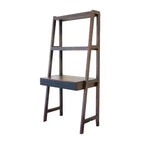 Bureau échelle 1 personne, style échelle, avec étagères, marron naturel