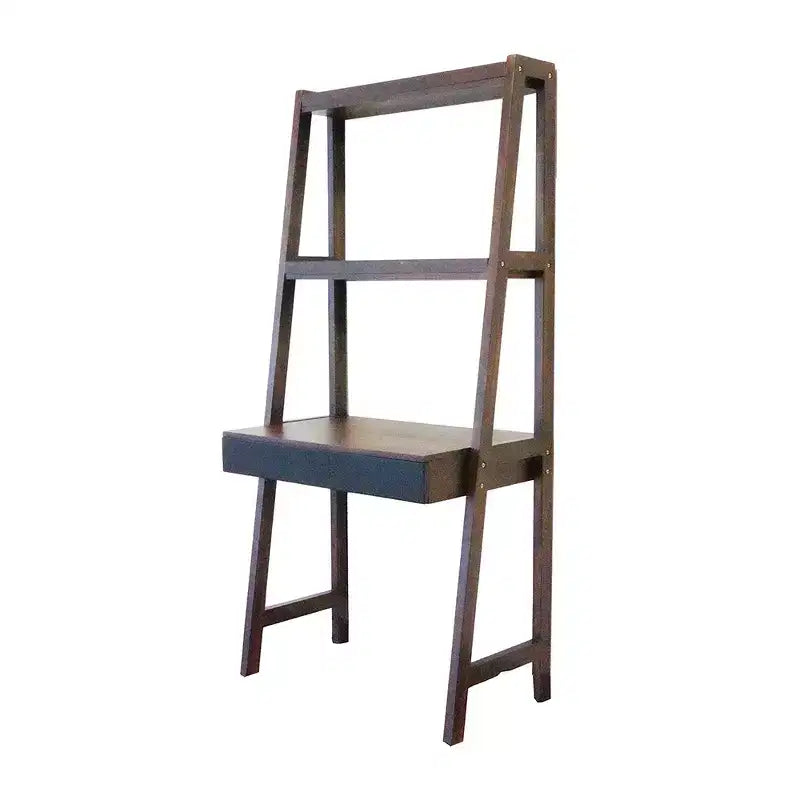 Bureau échelle 1 personne, style échelle, avec étagères, marron naturel