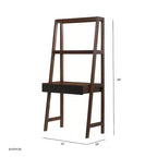 Bureau échelle 1 personne, style échelle, avec étagères, marron naturel