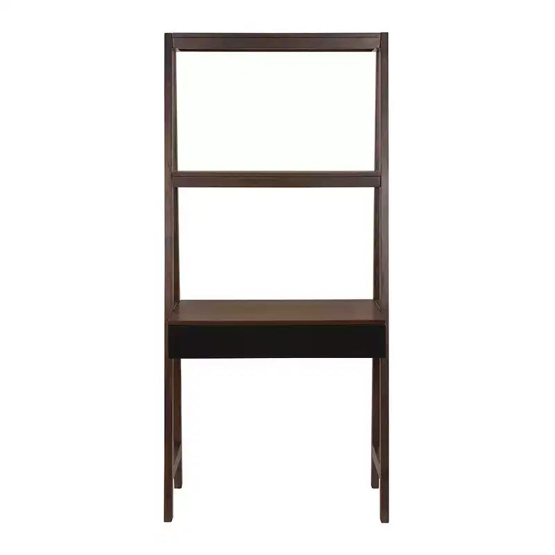 Bureau échelle 1 personne, style échelle, avec étagères, marron naturel