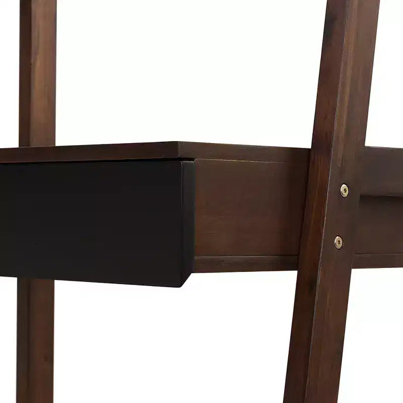 Bureau échelle 1 personne, style échelle, avec étagères, marron naturel