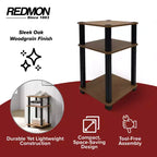 Étagère/Table d'appoint à 3 niveaux noire et marron, autoportante, assemblage par 1 personne
