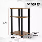 Étagère/Table d'appoint à 3 niveaux noire et marron, autoportante, assemblage par 1 personne