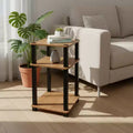 Étagère/Table d'appoint à 3 niveaux noire et marron, autoportante, assemblage par 1 personne