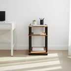 Étagère/Table d'appoint à 3 niveaux noire et marron, autoportante, assemblage par 1 personne