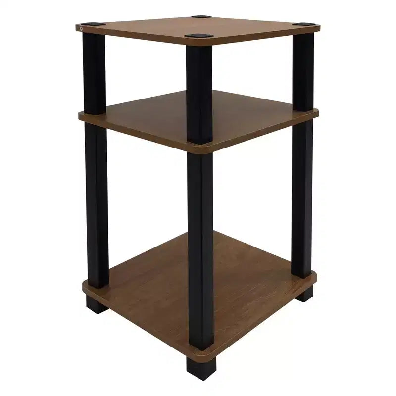 Étagère/Table d'appoint à 3 niveaux noire et marron, autoportante, assemblage par 1 personne