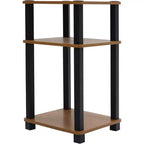 Étagère/Table d'appoint à 3 niveaux noire et marron, autoportante, assemblage par 1 personne