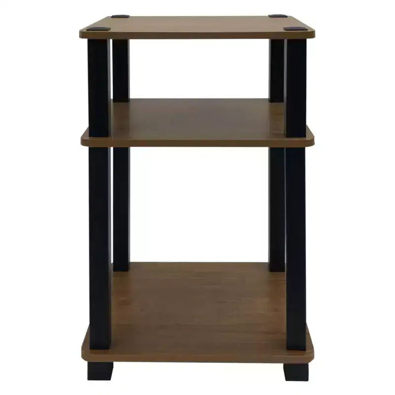Étagère/Table d'appoint à 3 niveaux noire et marron, autoportante, assemblage par 1 personne