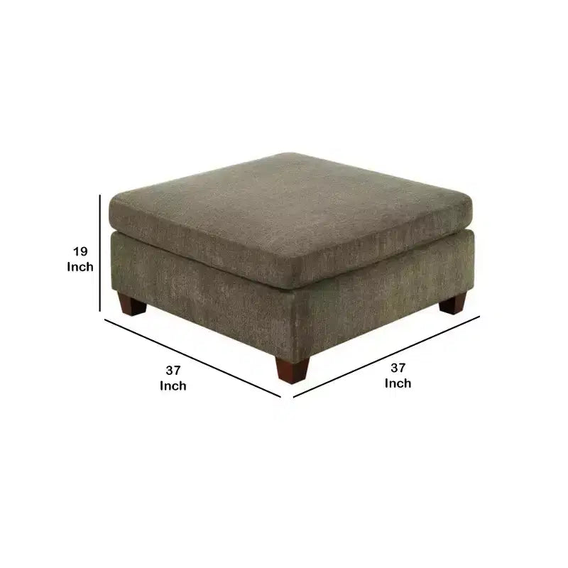 Ottoman carré marron taupe, rembourré en microfibre, 1 place (94 cm L x 94 cm P x 48 cm H)