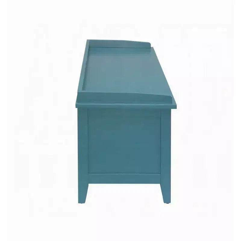 Banc de rangement rectangulaire bleu en bois avec 3 tiroirs en rotin, 1 place
