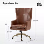 Fauteuil de bureau pivotant à dossier haut en cuir véritable – Noir / Marron / Camel / Bleu marine | 1 place