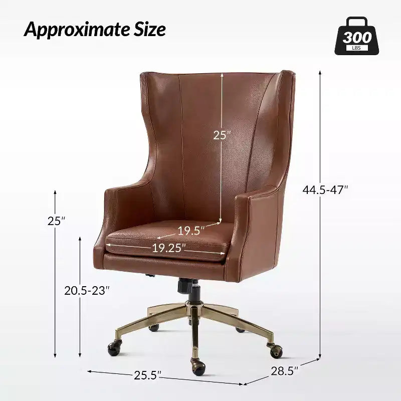 Fauteuil de bureau pivotant à dossier haut en cuir véritable – Noir / Marron / Camel / Bleu marine | 1 place