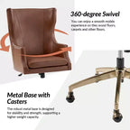 Fauteuil de bureau pivotant à dossier haut en cuir véritable – Noir / Marron / Camel / Bleu marine | 1 place