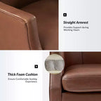 Fauteuil de bureau pivotant à dossier haut en cuir véritable – Noir / Marron / Camel / Bleu marine | 1 place