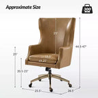 Fauteuil de bureau pivotant à dossier haut en cuir véritable – Noir / Marron / Camel / Bleu marine | 1 place
