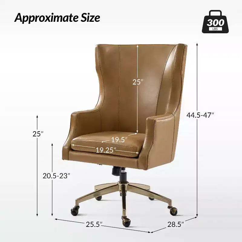 Fauteuil de bureau pivotant à dossier haut en cuir véritable – Noir / Marron / Camel / Bleu marine | 1 place