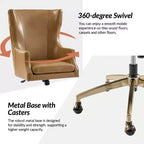 Fauteuil de bureau pivotant à dossier haut en cuir véritable – Noir / Marron / Camel / Bleu marine | 1 place