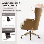 Fauteuil de bureau pivotant à dossier haut en cuir véritable – Noir / Marron / Camel / Bleu marine | 1 place