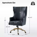 Fauteuil de bureau pivotant à dossier haut en cuir véritable – Noir / Marron / Camel / Bleu marine | 1 place