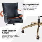 Fauteuil de bureau pivotant à dossier haut en cuir véritable – Noir / Marron / Camel / Bleu marine | 1 place