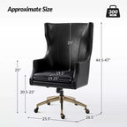 Fauteuil de bureau pivotant à dossier haut en cuir véritable – Noir / Marron / Camel / Bleu marine | 1 place