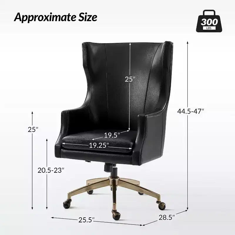 Fauteuil de bureau pivotant à dossier haut en cuir véritable – Noir / Marron / Camel / Bleu marine | 1 place