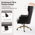 Fauteuil de bureau pivotant à dossier haut en cuir véritable – Noir / Marron / Camel / Bleu marine | 1 place