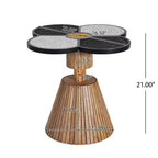 Table basse en forme de fleur avec tiroir de rangement – Noir / Naturel
