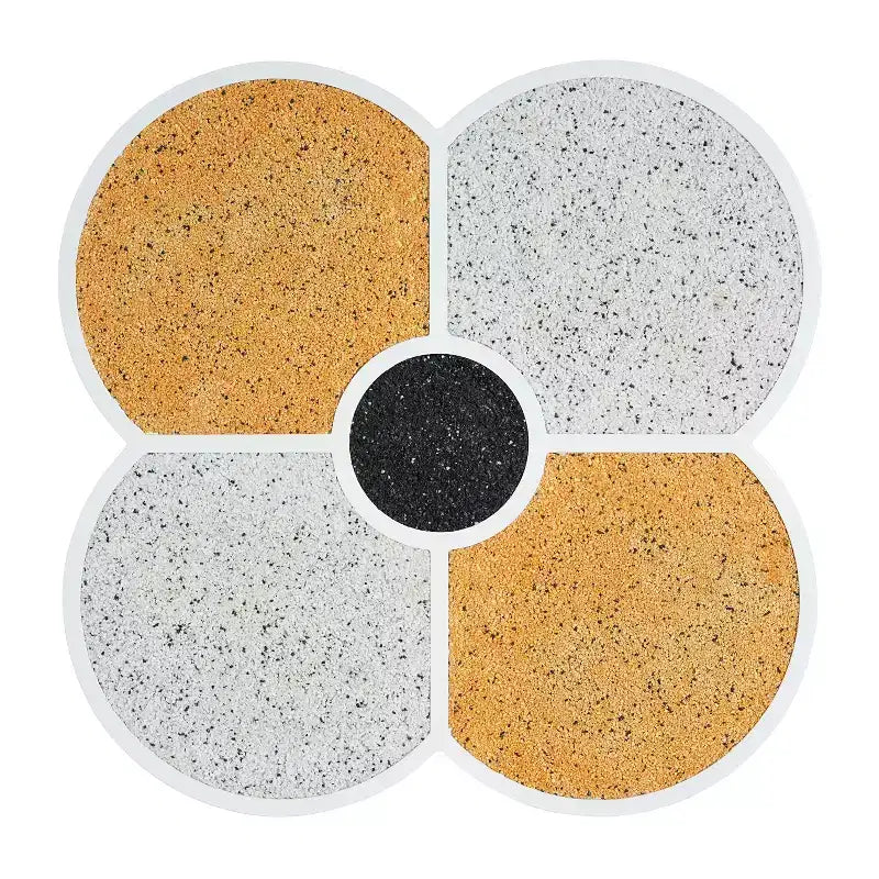 Table basse en forme de fleur avec tiroir de rangement – Noir / Naturel