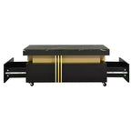 Table basse rectangulaire noire/blanche avec tiroirs de rangement et roulettes – 1 personne