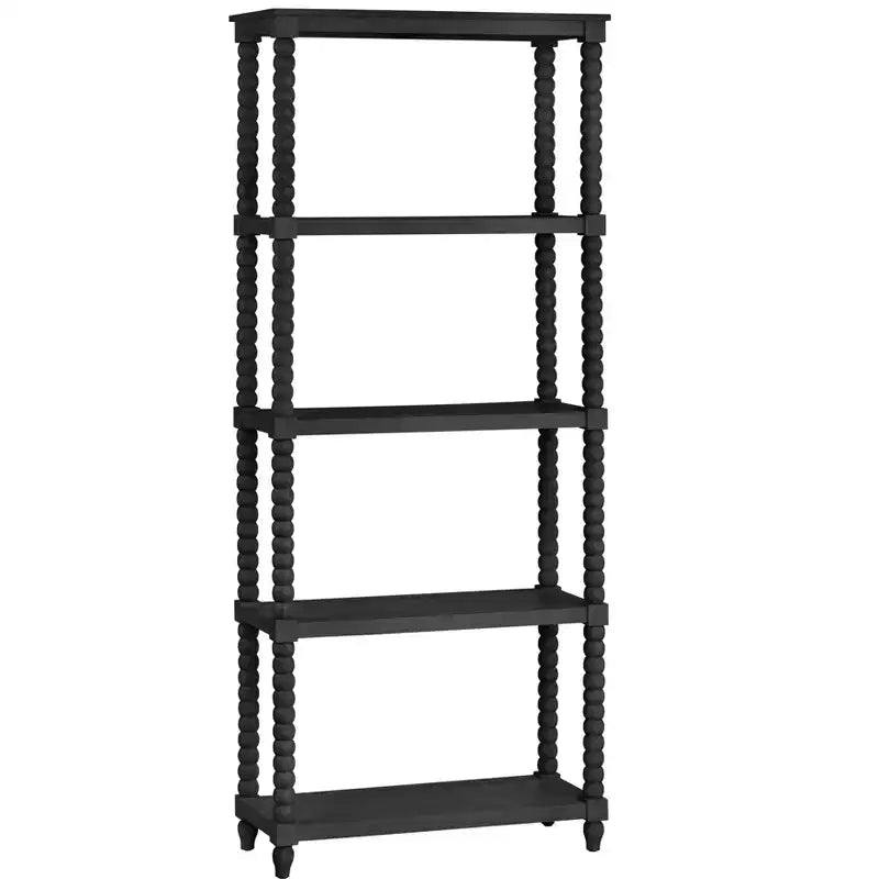 Crestview Collection 76 in. Black Solid Wood 4 Shelf Etagere