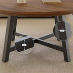 Table basse ronde, Noir/brun, 2 places, Pieds en bois et métal