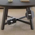 Table basse ronde, Noir/brun, 2 places, Pieds en bois et métal