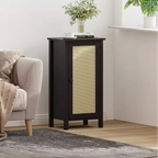 Boho Nightstand,16 Inch Rattan Nightstand with Drawer,Bedside Table for Bedroom | Sturdy Legs & Wood Top | Small Accent Cabinet for Living Room