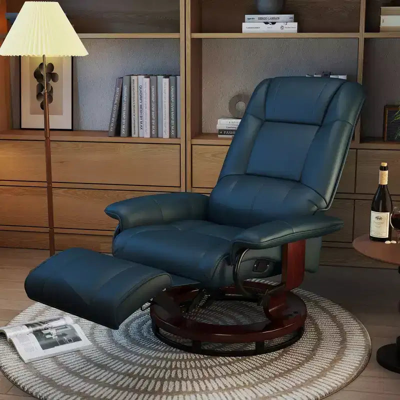 Fauteuil inclinable pivotant avec repose-pieds – Similicuir, 1 place (Noir / Bleu / Blanc cassé / Gris / Orange)