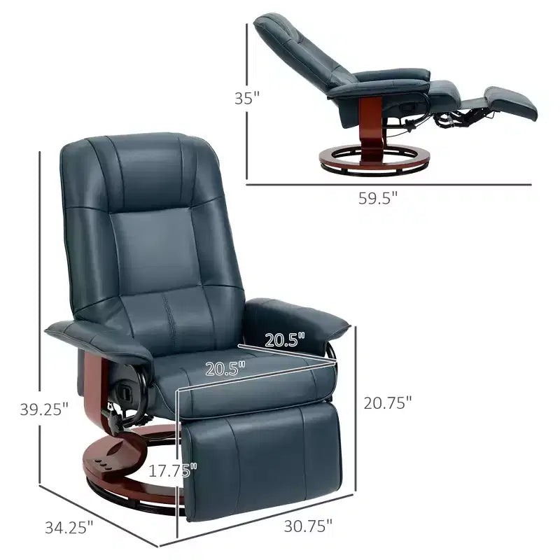 Fauteuil inclinable pivotant avec repose-pieds – Similicuir, 1 place (Noir / Bleu / Blanc cassé / Gris / Orange)