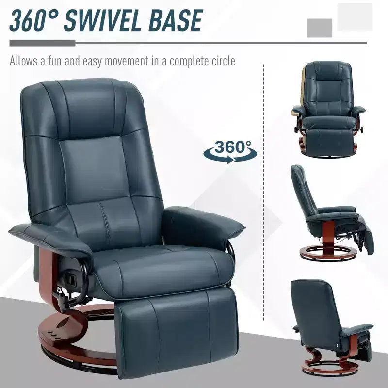 Fauteuil inclinable pivotant avec repose-pieds – Similicuir, 1 place (Noir / Bleu / Blanc cassé / Gris / Orange)