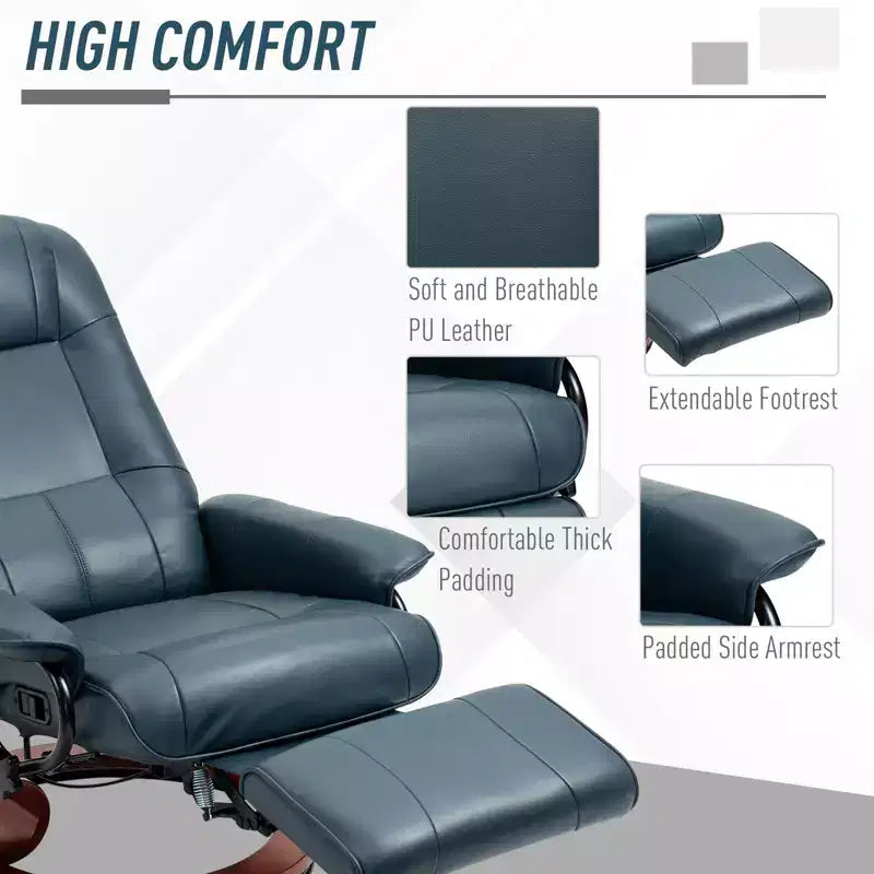 Fauteuil inclinable pivotant avec repose-pieds – Similicuir, 1 place (Noir / Bleu / Blanc cassé / Gris / Orange)