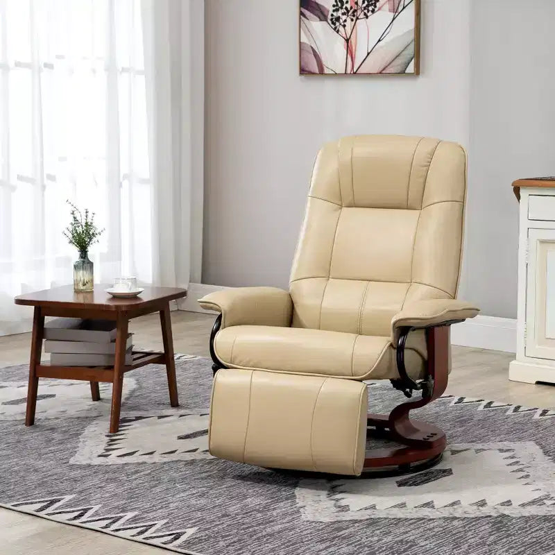 Fauteuil inclinable pivotant avec repose-pieds – Similicuir, 1 place (Noir / Bleu / Blanc cassé / Gris / Orange)