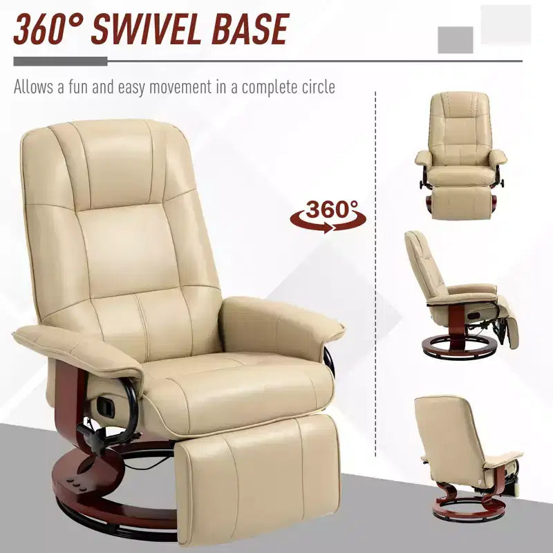 Fauteuil inclinable pivotant avec repose-pieds – Similicuir, 1 place (Noir / Bleu / Blanc cassé / Gris / Orange)