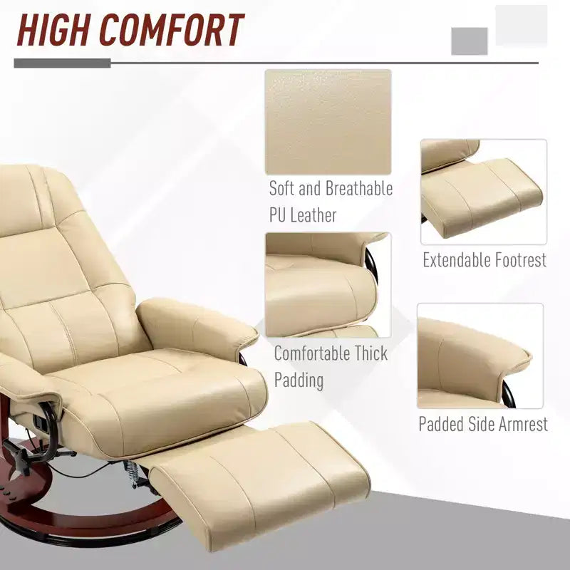 Fauteuil inclinable pivotant avec repose-pieds – Similicuir, 1 place (Noir / Bleu / Blanc cassé / Gris / Orange)