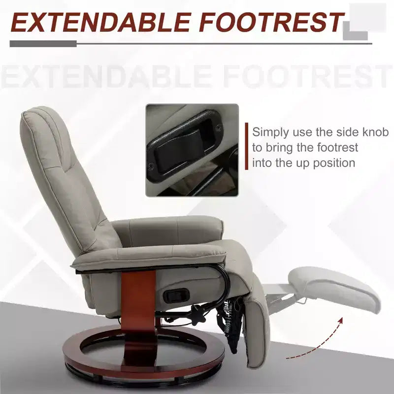 Fauteuil inclinable pivotant avec repose-pieds – Similicuir, 1 place (Noir / Bleu / Blanc cassé / Gris / Orange)