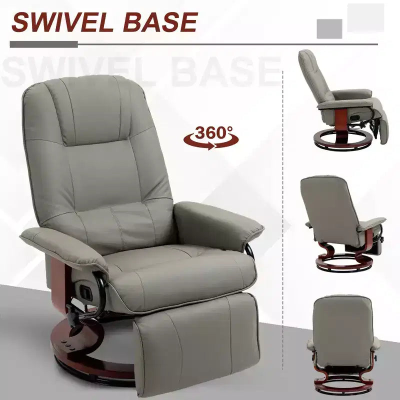 Fauteuil inclinable pivotant avec repose-pieds – Similicuir, 1 place (Noir / Bleu / Blanc cassé / Gris / Orange)
